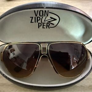 Von Zipper Gold Frame Sunglasses with Brown Lenses
